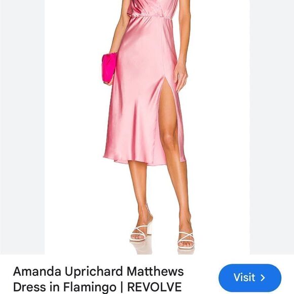 Amanda Uprichard Mathews Flamingo dress pink feel slip Sz S Revolve Flaw - Picture 5 of 14